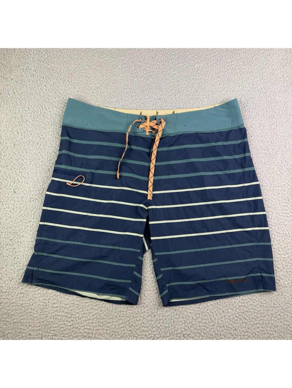 Patagonia Blue Ombre Stripe Board Shorts Mens 34 Swim Surf Beach